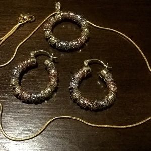 2 pcs Multi Color Gold Filled Circle Jewelry Set